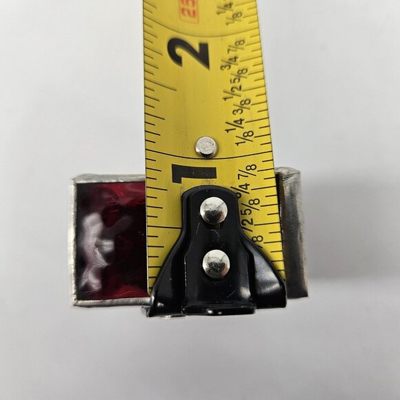 Ruby Red Stained Glass Napkin Rings Set of 4 Leaded Handmade Textured Square - Picture 10 of 10